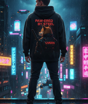 Paw-ered by steel Cyberpunk Shiba Samurai Hoodie