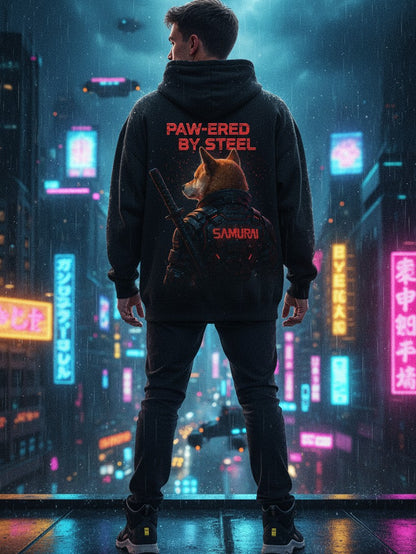 Paw-ered by steel Cyberpunk Shiba Samurai Hoodie