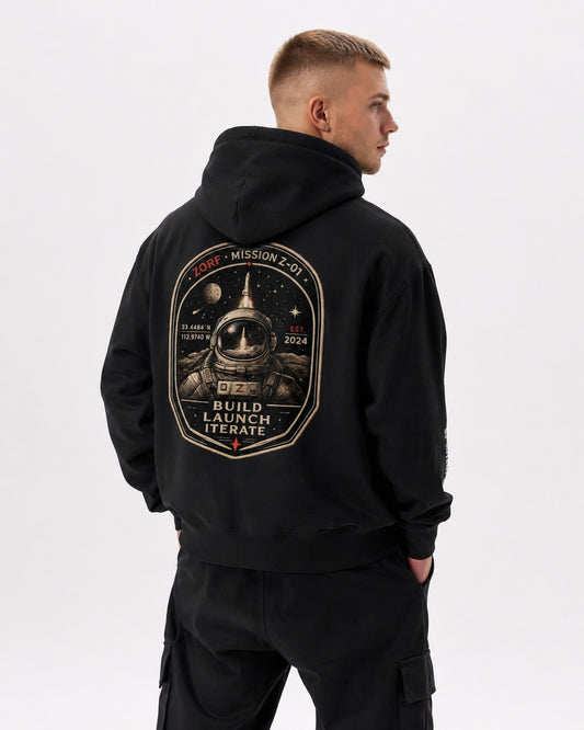 Launch fast or die last. Zorf - Builder's collection hoodie