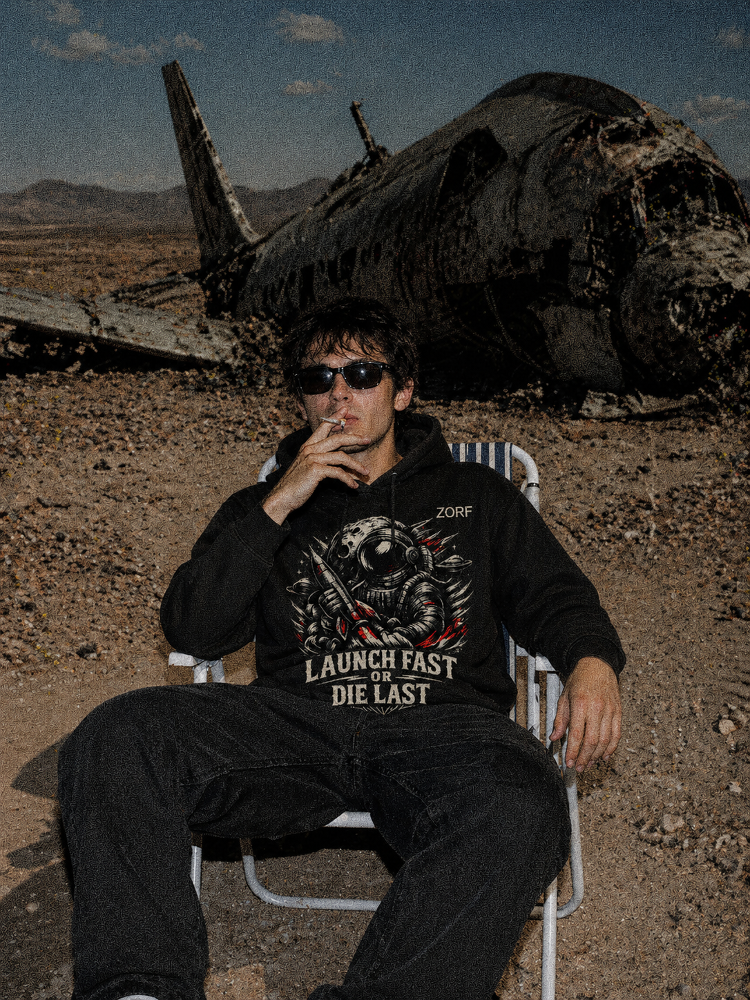 Launch fast or die last. Zorf - Builder's collection hoodie